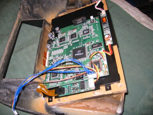 Screen - loose wires are for front button panel which is not used, infrared remote sensor relocated.JPG